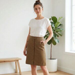 J. Jill Ponte Button Front Skirt color Acorn Brown | Size Small